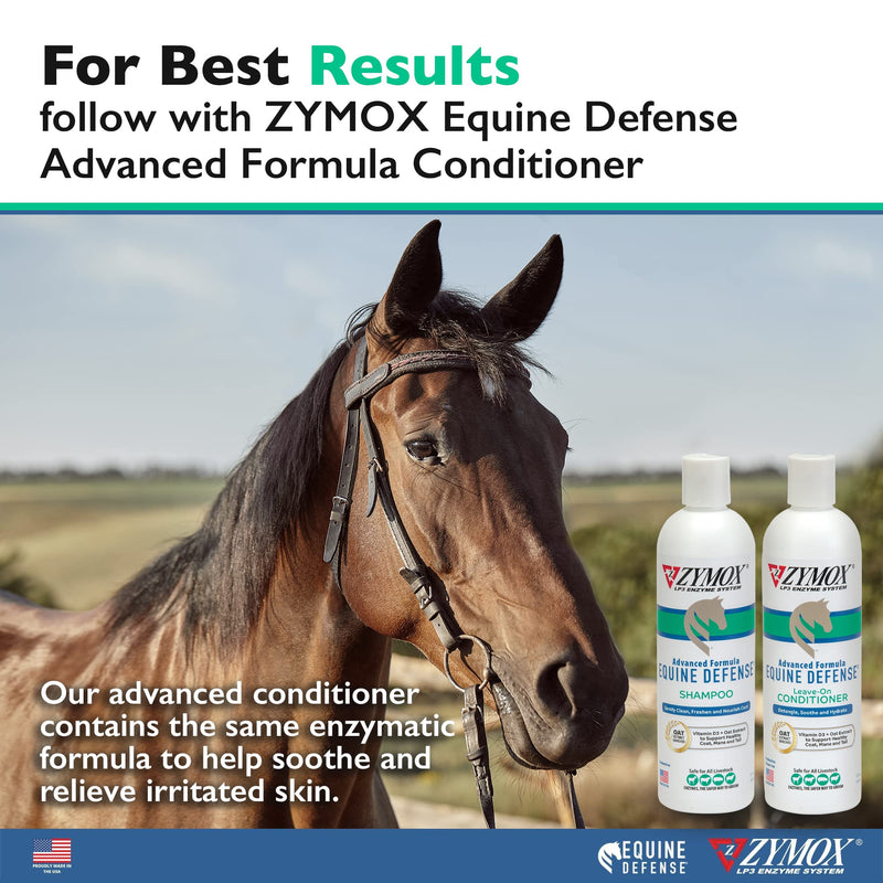 Zymox Equine Defense Advanced Formula Shampoo, 12oz. – Horse Coat Care: Cleans, Refreshes, Hydrates & Nourishes Skin, Mane & Tail 12 oz (Pack of 1) - PawsPlanet Australia