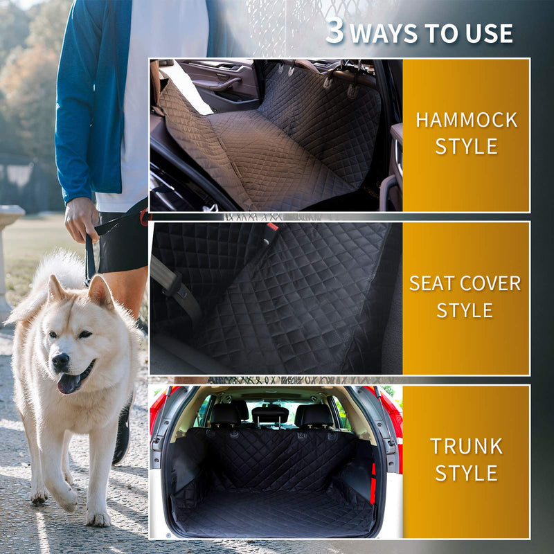 PEOPLE&PETS Dog Back Seat Cover Protector, Durable Pet Car Seat Covers with Side Flaps, Convertible Waterproof Scratchproof Nonslip Dog Hammock for Cars, Trucks & SUVs, Against Dirt and Pet Fur 54" x 58" Black - PawsPlanet Australia