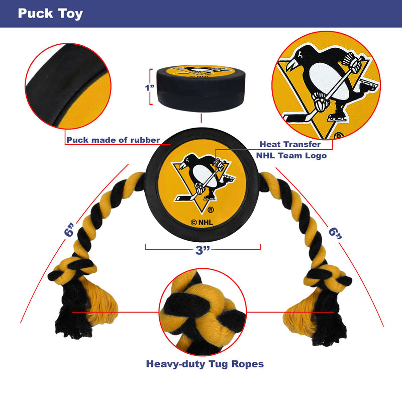 [Australia] - NHL Pittsburgh Penguins Puck Toy for Dogs & Cats. Play Hockey with Your Pet with This Licensed Dog Tough Toy Reward! 