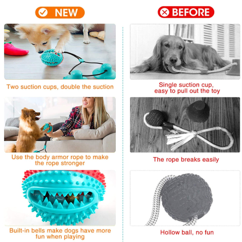 [Australia] - FANZ Dog Tug Toy with Double Suction Cup and Sticker- Interactive Dog Chew Toy for Teeth Cleaning, Pet Molar Bite Toy for Dogs Double Suction Cups 