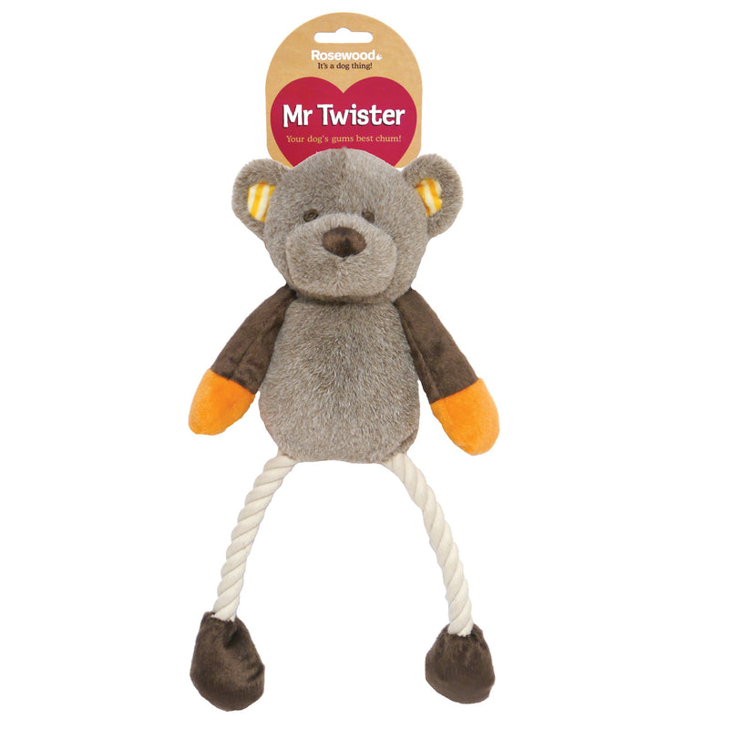 Rosewood Teddy Twister Dog Toy, grey - PawsPlanet Australia