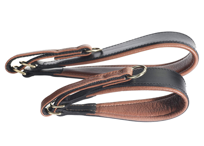 Vegetable Tanned Leather Greyhound Collar, Black And Brown, Shaped, Full Brass Rings, Stylish Appearance And Very Good Durability, Comfortable Padding - Circumference 40-50 cm Width 15 mm / Circ. 40-45 cm / 15.7-17.7 inch - PawsPlanet Australia