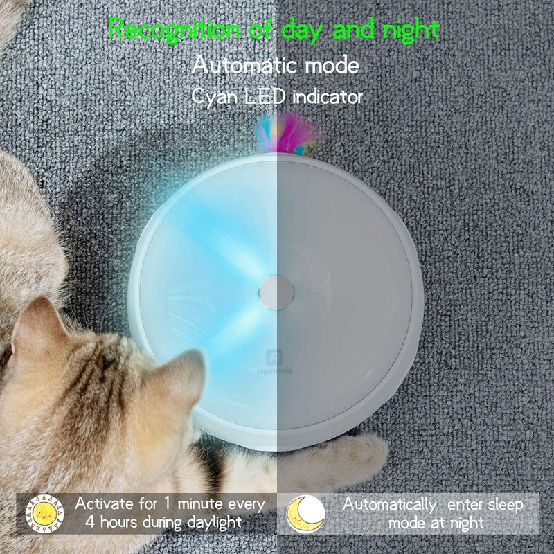 Pettom Interactive cat toy, electric cat toy, smart self-occupation cat toy intelligence with 2 replacement feather toys, including 4 x AA batteries - PawsPlanet Australia