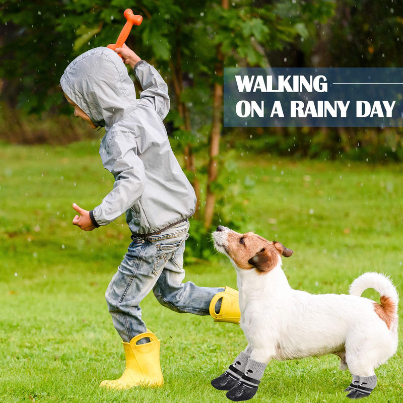 Weewooday 2 Sets Dog Cat Boots Shoes Socks Waterproof Dog Shoes Rain Snow Dog Booties Anti-Slip Dog Sock Shoes with Adjustable Drawstring for Small Puppy S - PawsPlanet Australia