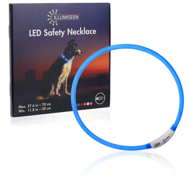[Australia] - Illumiseen LED Dog Necklace Collar - USB Rechargeable Loop - Available in 6 Colors - Makes Your Dog Visible, Safe & Seen Midnight Blue 