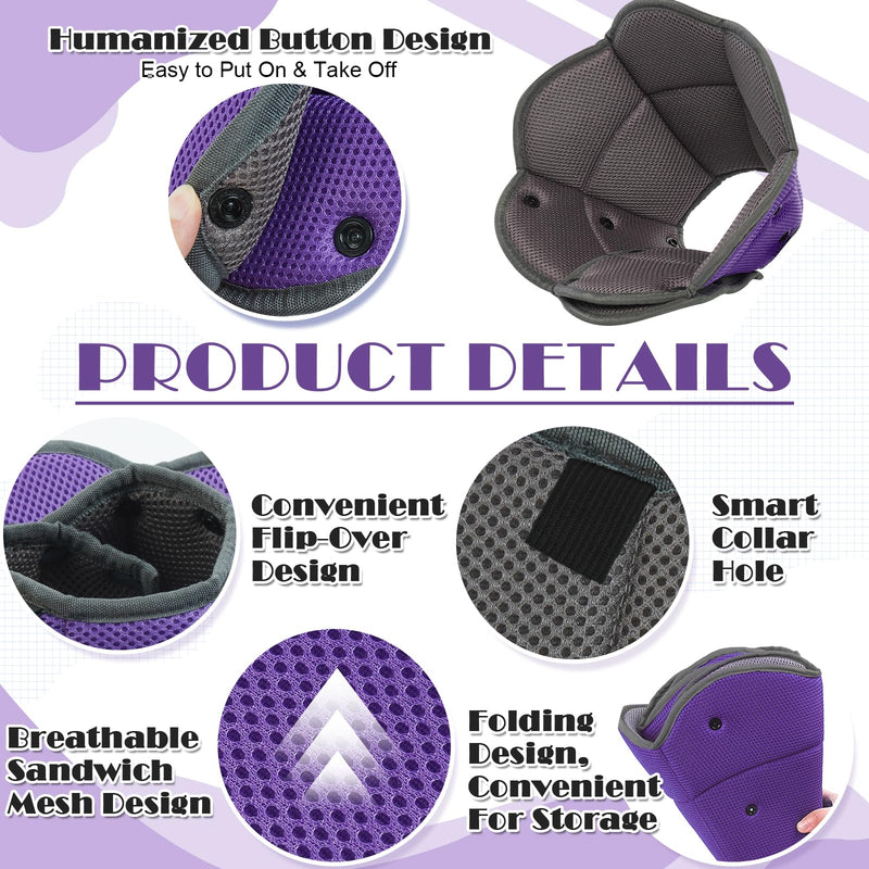 Neck Brace for Dogs, Cat Neck Brace, Protective Dog Collar, Breathable Dog Collar for Small, Medium and Large Dogs, Adjustable Dog Recovery Collar After Surgery - Purple XL XL (Neck: 42-55cm/16.5-21.7in) - PawsPlanet Australia