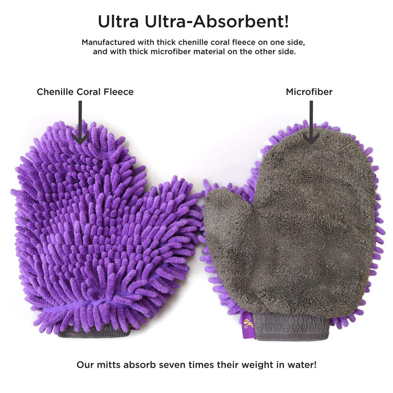 [Australia] - Hertzko 2 Pack Pet Drying Towel Mitt Ultra Absorbent - Great for Drying Dog or Cat Fur After Bath 