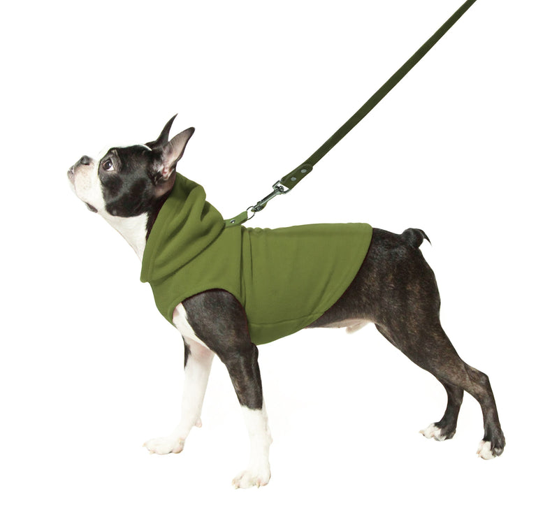 Gooby - Fleece Vest Hoodie, Small Dog Pull Over Hooded Fleece Jacket with Leash Ring Small chest (~10.5") Green - PawsPlanet Australia