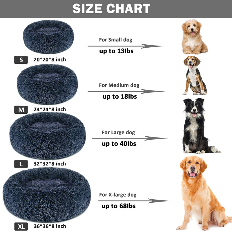 GORDITA Dog Bed for Medium Dogs Comfortable Donut Cuddler Round Dog Bed Anti-Slip Faux Fur Pet Bed Ultra Soft Pet Cushion Bed for Dog Cat Joint-Relief and Improved Sleep (24'' x 24'') Medium 24'' x 24'' Dark Gray - PawsPlanet Australia