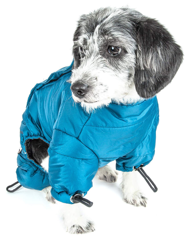 DOGHELIOS 'Thunder-Crackle' Full-Body Bodied Waded-Plush Adjustable and 3M Reflective Pet Dog Jacket Coat w/ Blackshark Technology, X-Small, Blue Wave - PawsPlanet Australia