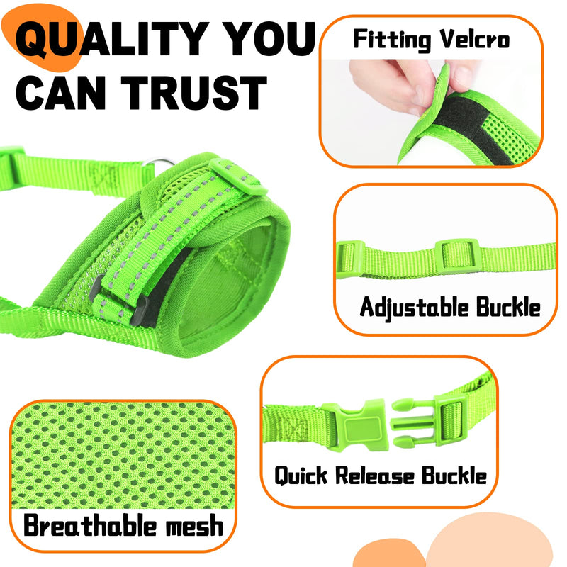 Dog Muzzle, Nylon Soft Dog Muzzle for Large Dogs, Breathable Mesh Dog Muzzle for Barking Biting and Chewing, Reflective Large Dog Muzzle with Adjustable Buckle, No Bark Muzzle for Medium Sized Dog S(Circumference:4.7''-5.9''in) GREEN - PawsPlanet Australia