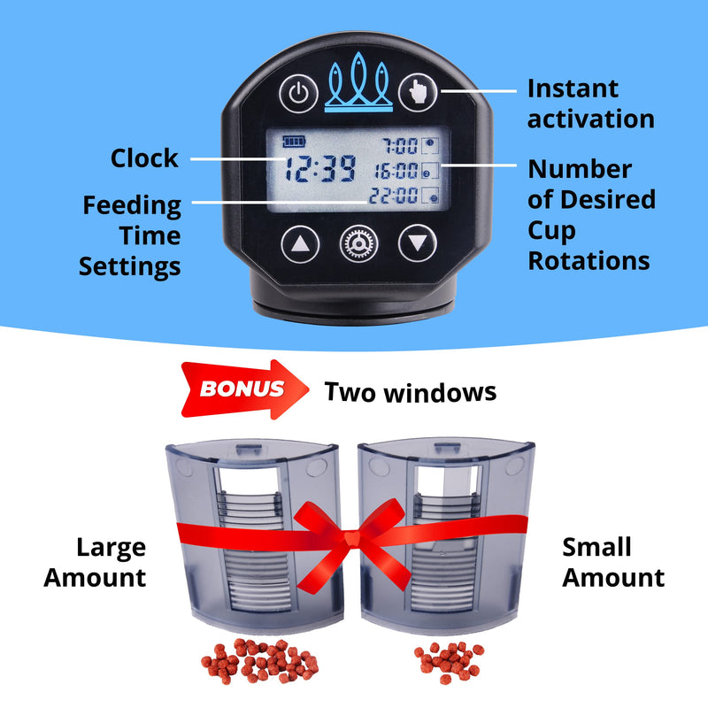 FISHNOSH Automatic Fish Feeder for Aquarium - New Generation 2022, Auto Food Dispenser with Timer for Small Tank, Big Aquariums & Pond - Battery-Operated Feeders for Goldfish, Koi, & More on Weekend - PawsPlanet Australia