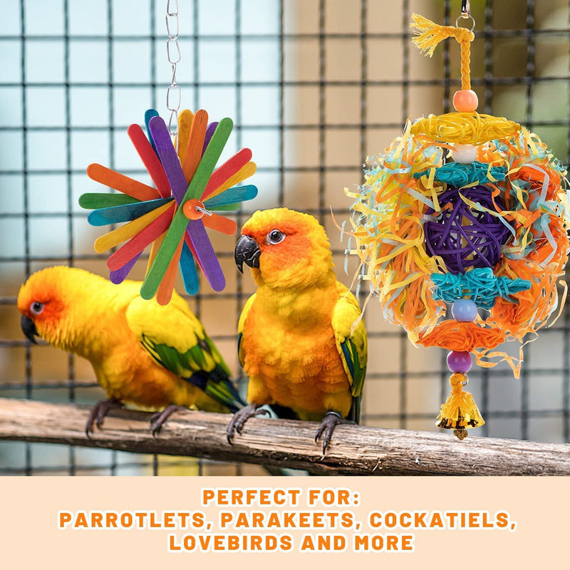 6Pack Bird Toys, MYMULIKE Parrot Foraging Shredder Toys, for Small Parakeets, Cockatiels, Conures, Finches,Budgie,Macaws, Parrots, Love Birds 6 piece set - PawsPlanet Australia