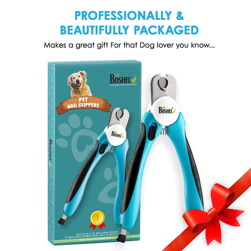 BOSHEL Dog Nail Clippers and Trimmer - with Safety Guard to Avoid Over-Cutting Nails & Free Nail File - Razor Sharp Blades - Sturdy Non Slip Handles - for Safe, Professional at Home Grooming - PawsPlanet Australia