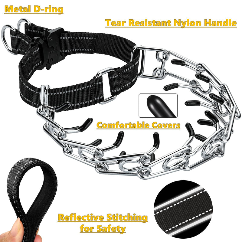 DEYACE Reflective Dog Anti-Pull Training Collar Quick-Release Metal Buckle Adjustable Collar for Dogs Black #2 S / Neck Girth 11.2-14.5" - PawsPlanet Australia