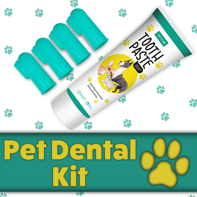 H&H Pets Dog Toothbrushes and Toothpaste Best Professional Cat & Dog Finger Toothbrush, Dog Toothpaste Series with Many Size Options Size Small (soft silicon bristles) 4 Count + Toothpaste - PawsPlanet Australia