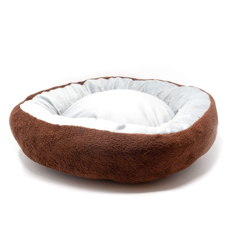 [Australia] - ALEKO PB22GB Extra Plush Round Pet Dog Bed with Removable Pillow 22 x 17.5 Inches in Brown and Gray 