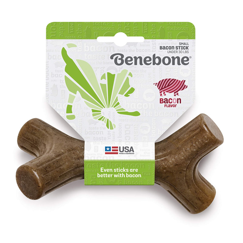 Benebone Maplestick/Bacon Stick Durable Dog Chew Toy for Aggressive Chewers, Made in USA REAL Bacon Small - PawsPlanet Australia