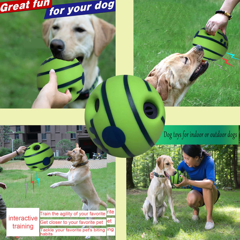 Wobble Giggle Dog Ball,Strange dog toy ball,Hamburger Pet Ball,Training Playing Ball,Interactive Toy for small medium and large dog,The best fun giggle sound dog toy,As Seen On TV(no battery required) 4"Green Pet-balls(1pack) - PawsPlanet Australia