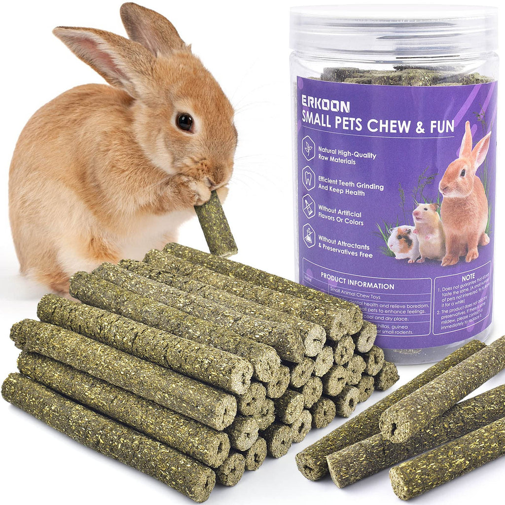ERKOON Pack of 38 Timothy Hay Sticks, Chinchilla Rabbit Guinea Pig Hamster Chew Snacks for Teeth, Treat Accessories 38 Pieces (Pack of 1) - PawsPlanet Australia