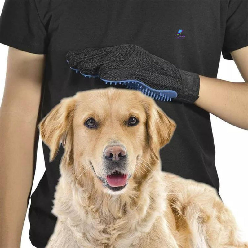 GT_STORE | Cat Glove, Dog Glove, Pet Hair Removal Brush, Pet Hair Removal Glove, Very Soft Massage with Free E-Book - (Blue Left) Blue Left - PawsPlanet Australia