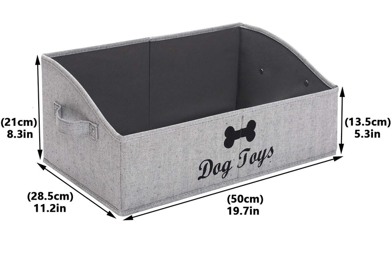 Geyecete Large dog toy box storage box - Foldable Fabric Trapezoid Organizer Boxes with Handle, Collapsible Basket for Dog Toys (Striped Gray-DOG) Striped Gray - PawsPlanet Australia