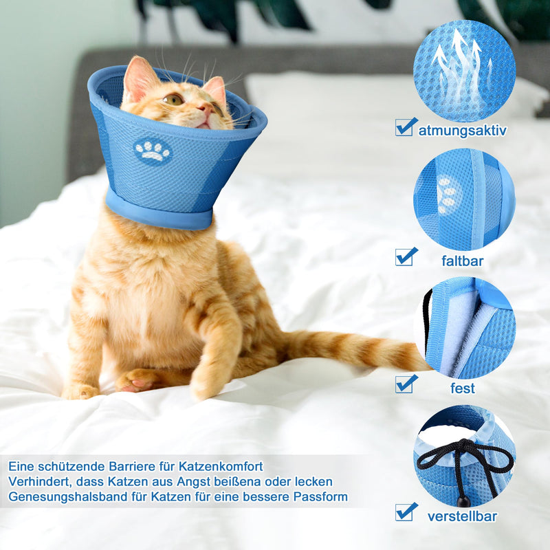 Lollanda Adjustable Cat Neck Brace, Foldable Soft Protective Collar Cat Elizabethan Collar, Recovery Collar for Cats Pets After Surgery and Injuries (M) M (Neck: 21.5 - 30.5 cm) - PawsPlanet Australia