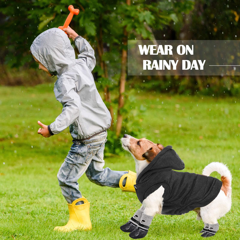 Weewooday Hooded Dog Coat and Dog Cat Boots Shoes Socks Stylish Puppy Clothes Warm Dog Jacket Waterproof Dog Shoes for Small Puppy Medium Black - PawsPlanet Australia