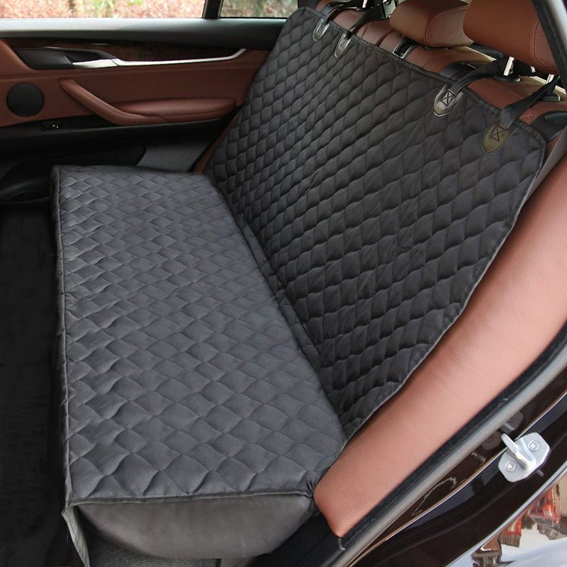 PEPEMAMA pet car seat cover with hammock option -Waterproof Material-Side Flaps Protector-Nonslip Backing with Seat Anchors-Fits Most Vehicles, Trucks and SUVs.Black 58"L x 54"W. - PawsPlanet Australia