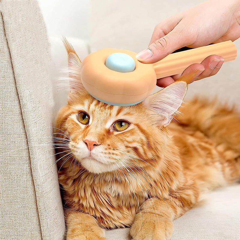 Exsbtay Self-Cleaning Brush for Depilation, Clean Pet Hair with One Click, Cleaning Brush for Pet Hair, Pet Dog Brush Cat Brush, Suitable for Short, Long, Curly Hair (Orange) - PawsPlanet Australia