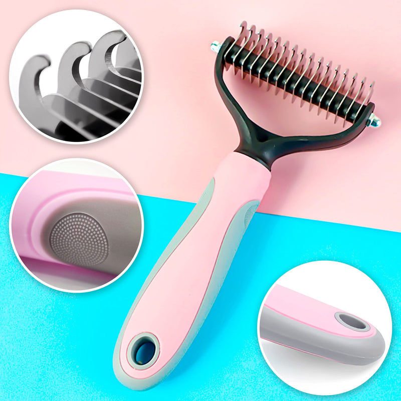JJQHYC Undercoat Brush Dogs Cats Long Hair Grooming Tools Rake Comb Dog Brush Removes undercoat and tangles - PawsPlanet Australia