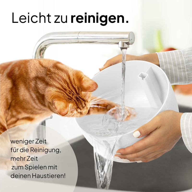 Pretty Paw© cat fountain [NEW INTRODUCTION] Super quiet, BPA-free 2.5L drinking fountain for cats with LED and activated carbon filter I Easy to clean cat drinking fountain I KatzenOase Pro white - PawsPlanet Australia