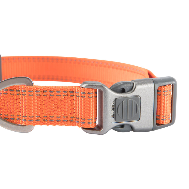 [Australia] - Browning Classic Dog Collars, Durable Nylon Webbing, Reflective Stitching, Locking Buckle, Sizes Small Medium and Large Safety Orange 