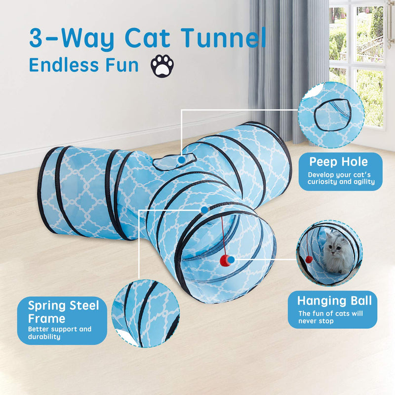 WESTERN HOME WH Cat Tunnels for Indoor cat, Pet Cat Tunnel Tube Cat Toys 3 Way Collapsible, Cat Play Tent Interactive Toy Maze Cat Tunnel Bed with Balls for Cat Puppy Kitten Rabbit - PawsPlanet Australia