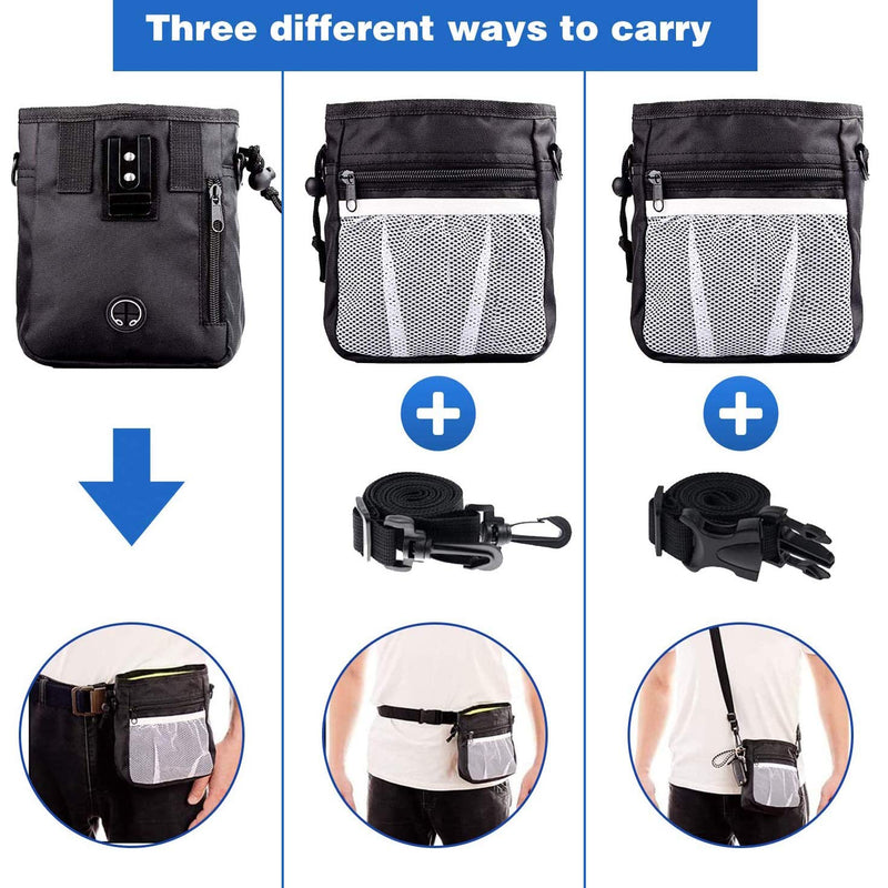 [Australia] - Dog Treat Pouch Bag Puppy Dog Training Snack Bag Built-in Poop Bag Dispenser with Adjustable Waist Belt Pouch and Shoulder Strap 3 Ways to Wear Hand-Free for Dog Walking Training 