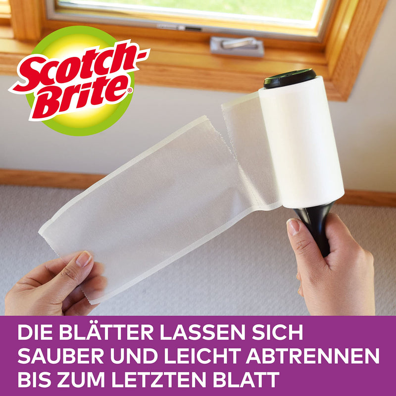 Scotch-Brite Pet Extra Sticky* Pet Hair Roller, 48 Sheets + 4 Scotch-Brite Pet Extra Sticky* Pet Hair Replacement Rolls, 48 Sheets, 5 Rolls - 240 Sheets per Pack Extra Strong Combo Pack - PawsPlanet Australia