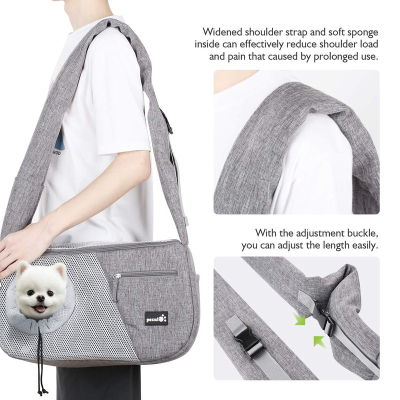 pecute Pet Sling Carrier for Small Doggie Cat Hand Free Sling Carrying Bag-Dog Papoose Carrier with Adjustable Padded Shoulder Strap, Safety Belt, Multi Pockets - Great for Outdoor Travel Walk Subway - PawsPlanet Australia