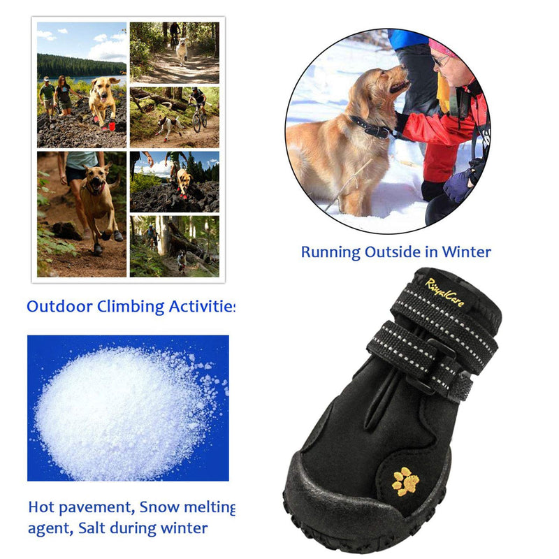 Royalcare Protective Dog Boots, Set of 4 Waterproof Dog Shoes with Wear-resistant and Rugged Anti-Slip Sole Suitable for Small Dogs - Black (Updated 3# (1.96" x2.19 )) Updated 3# (1.96" x2.27") - PawsPlanet Australia