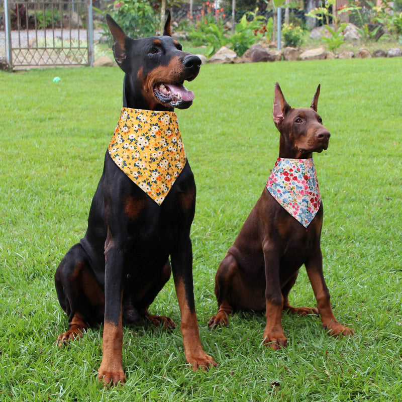 8 Pieces Dog Bandana Flower Print Reversible Triangle Bibs Puppy Scarf Accessories for Dogs Cats Pets - PawsPlanet Australia