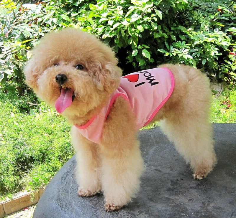 SMALLLEE_LUCKY_STORE I Love My Mommy Daddy Dog T shirt for Small Dogs Summer Tank Vest Puppy Sleeveless Shirt Chihuahua Shih Tzu Clothes,Pink,Medium - PawsPlanet Australia