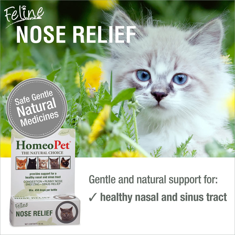 HomeoPet Feline Nose Relief Natural Pet Medicine, Nasal and Sinus-Tract Support for Cats of All Ages, 15 Milliliters One Size - PawsPlanet Australia