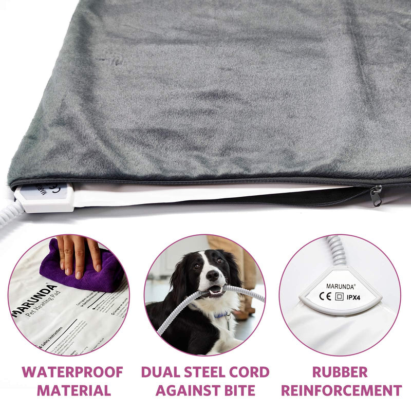 MARUNDA Pet Heating Pad,Cat Dog Electric Pet Heating Pad Indoor Waterproof, Constant Temperature, Chew Resistant Steel Cord 12" x 15" Manual Control - PawsPlanet Australia