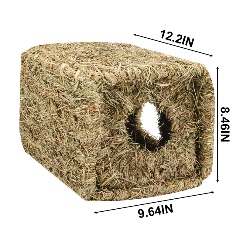 MYFAMIREA Grass House for Rabbits, Natural Foldable Hand Woven Seagrass Mat Bed Hay Toy Hut for Sleep and Play, Hideaway Hut Toy Rabbits, Guinea Pigs and Small Animals (1 PCS) - PawsPlanet Australia