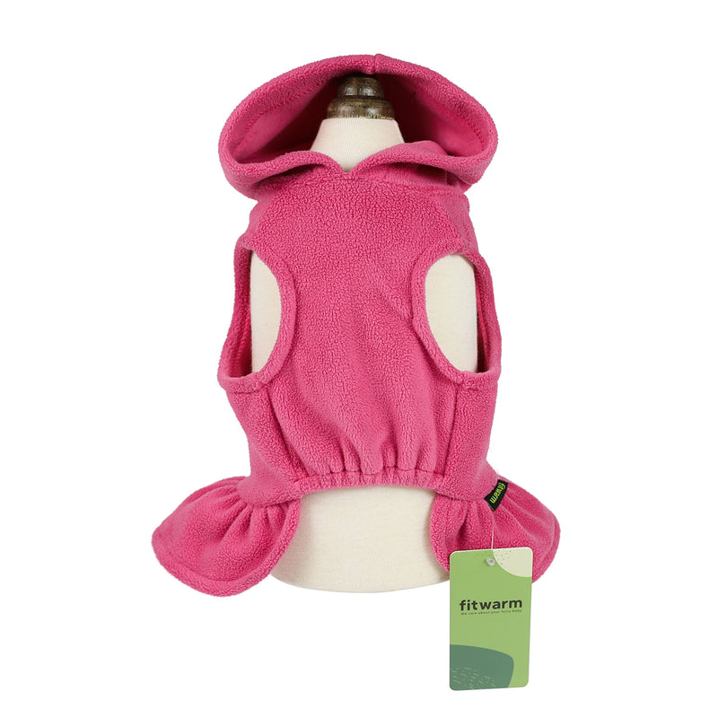 Fitwarm Soft Fleece Girl Dog Hoodie Dress Puppy Hooded Coat Thermal Outfit Doggie Vest Sweater Pet Winter Clothes Cat Jackets XS Pink - PawsPlanet Australia