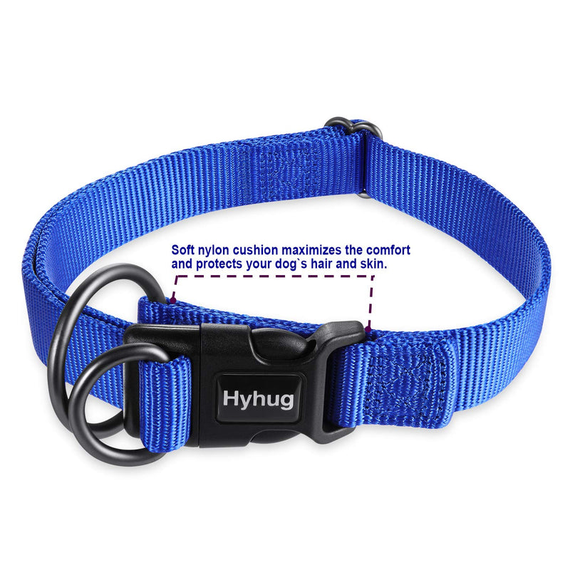 Traffic Nylon Classic Basic Dog Collar (2019 Quick Release Sturdy Buckle Without Snagging Hair - Pup Boy and Girl Dogs Walking and Training. (Small, Bright Blue) Small - PawsPlanet Australia