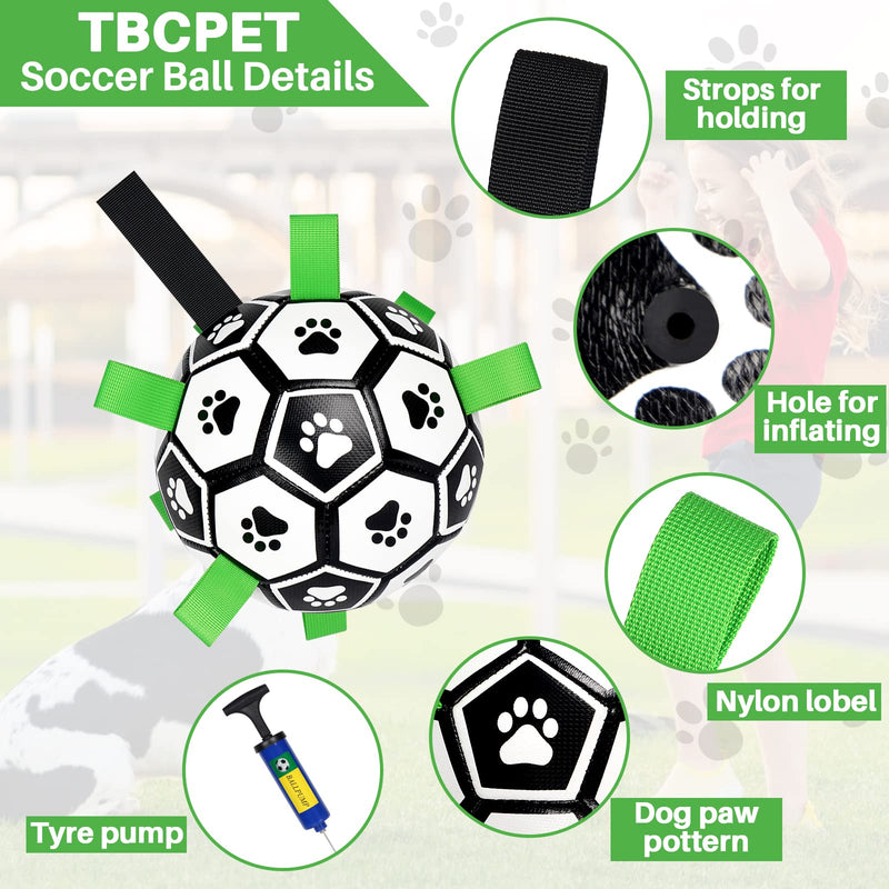 Dog Toys Soccer Ball with Straps, World Cup Interactive Dogs Toys for Tug of War, Yard Game Toy, Dog Water Toy for Small & Medium Dogs Puppy Birthday Gifts Outdoor Jolly Ball Boredom Buster (6 Inch) 6 inch - PawsPlanet Australia