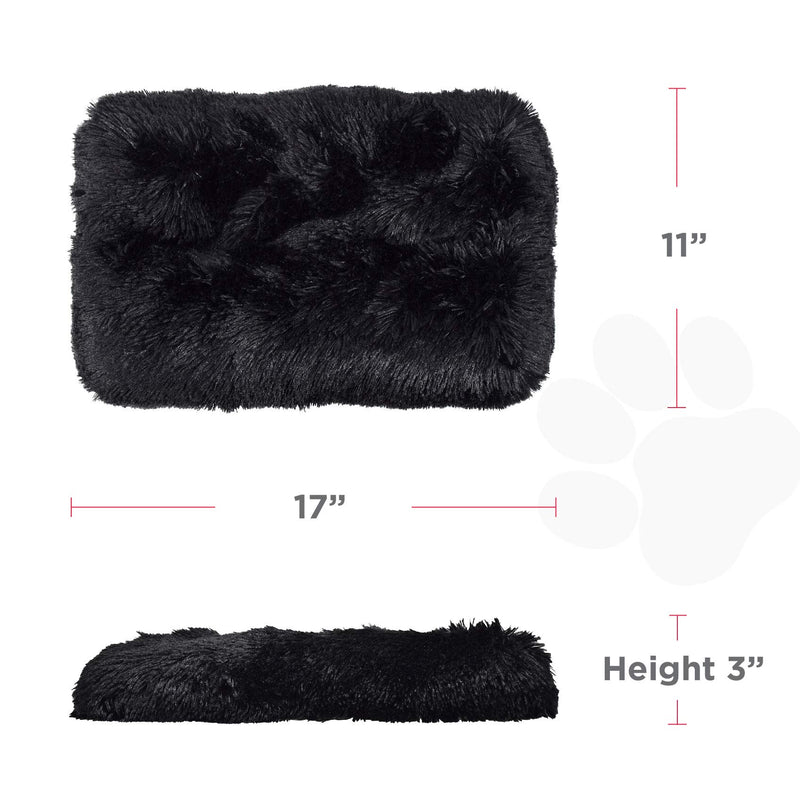 FuzzBall Fluffy Luxe Crate Pet Bed & Mat for Dogs & Cats, Anti-Slip, Waterproof Base, Machine Washable, Durable Pad with Elastic Kennel Attachment 17 x 11" Black - PawsPlanet Australia