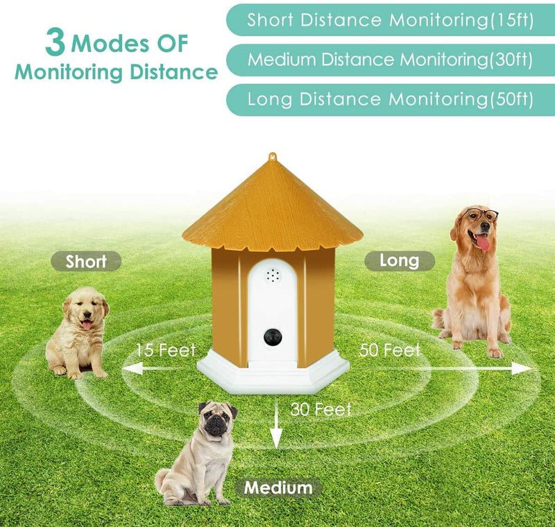 YC° Outdoor Bark Control Device, Anti Barking Device, Ultrasonic Stop Dog Bark Deterrents with Adjustable Ultrasonic Level Control Sonic Bark Deterrents Up to 50 Ft. Range Safe for Dogs (Yellow) - PawsPlanet Australia