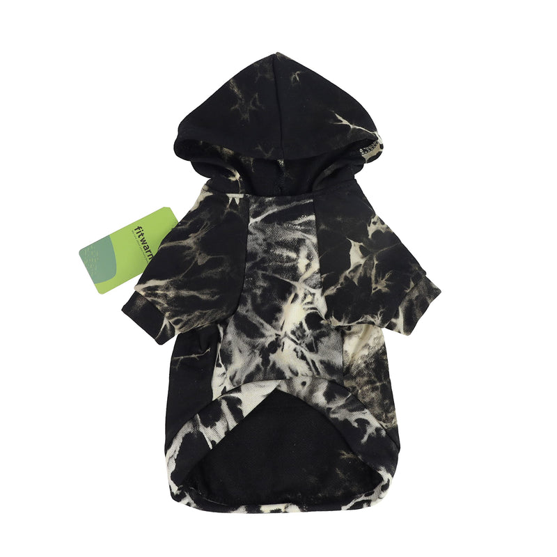 Fitwarm Tie Dye Dog Hoodie Puppy Sweatshirt Pocket Doggie Winter Clothes Sweatshirt Pet Hooded Coat Cat Jackets Apparel XS Black - PawsPlanet Australia