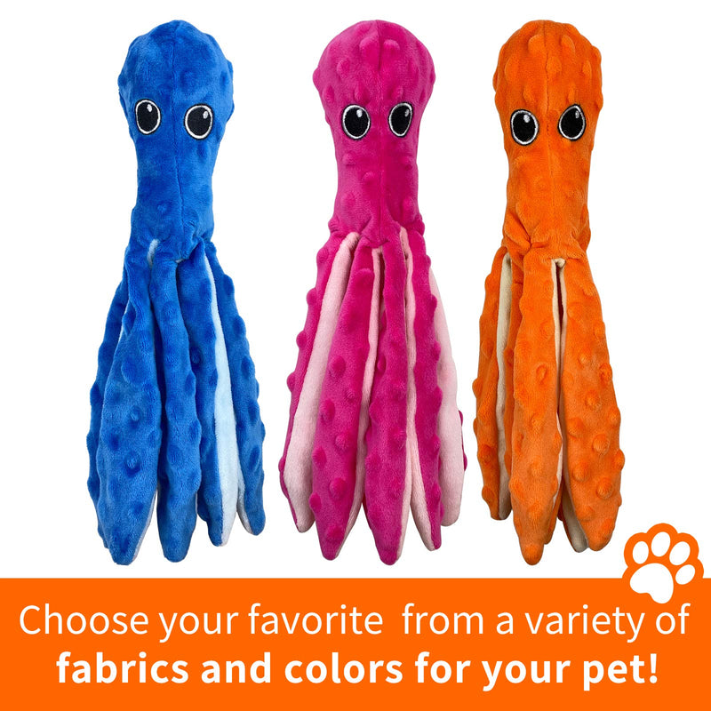 Dog Squeaky Toys Octopus - 2 Pack No Stuffing Crinkle Plush Dog Toys for Puppy Teething, Durable Interactive Dog Chew Toys for Small to Medium Dogs Training Playing and Reduce Boredom(Orange&Blue) Orange&Blue - PawsPlanet Australia